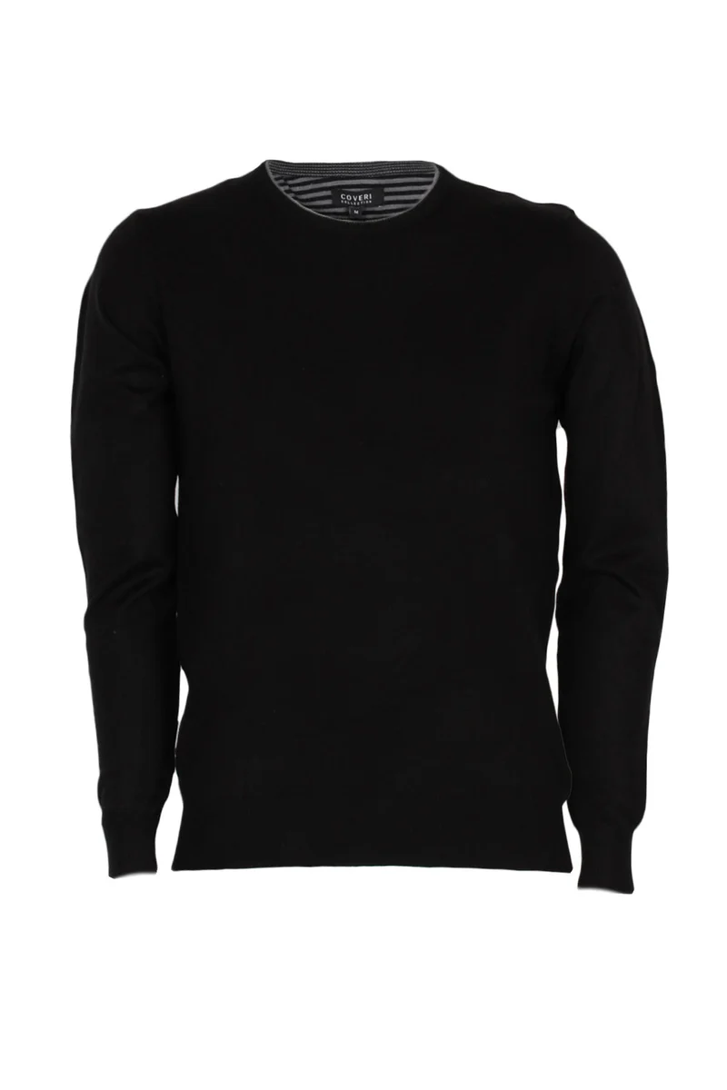 Pullover uomo girocollo con profili a contrasto