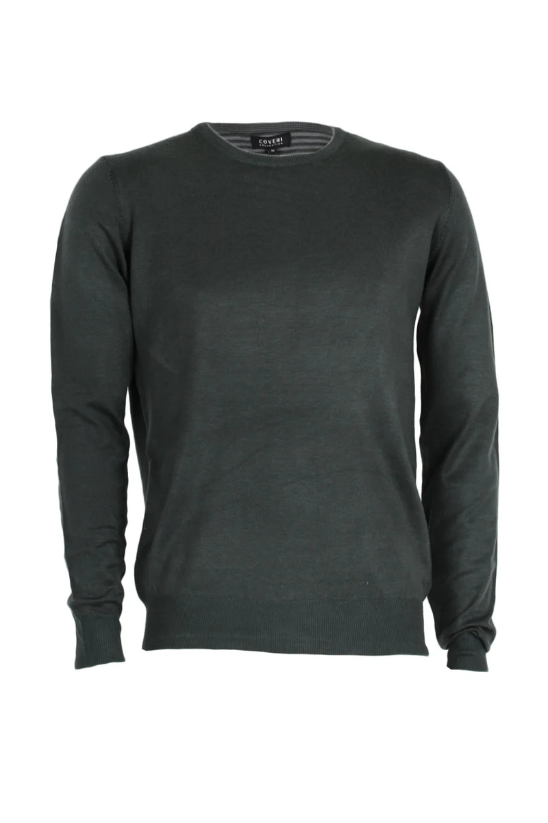 Pullover uomo girocollo con profili a contrasto