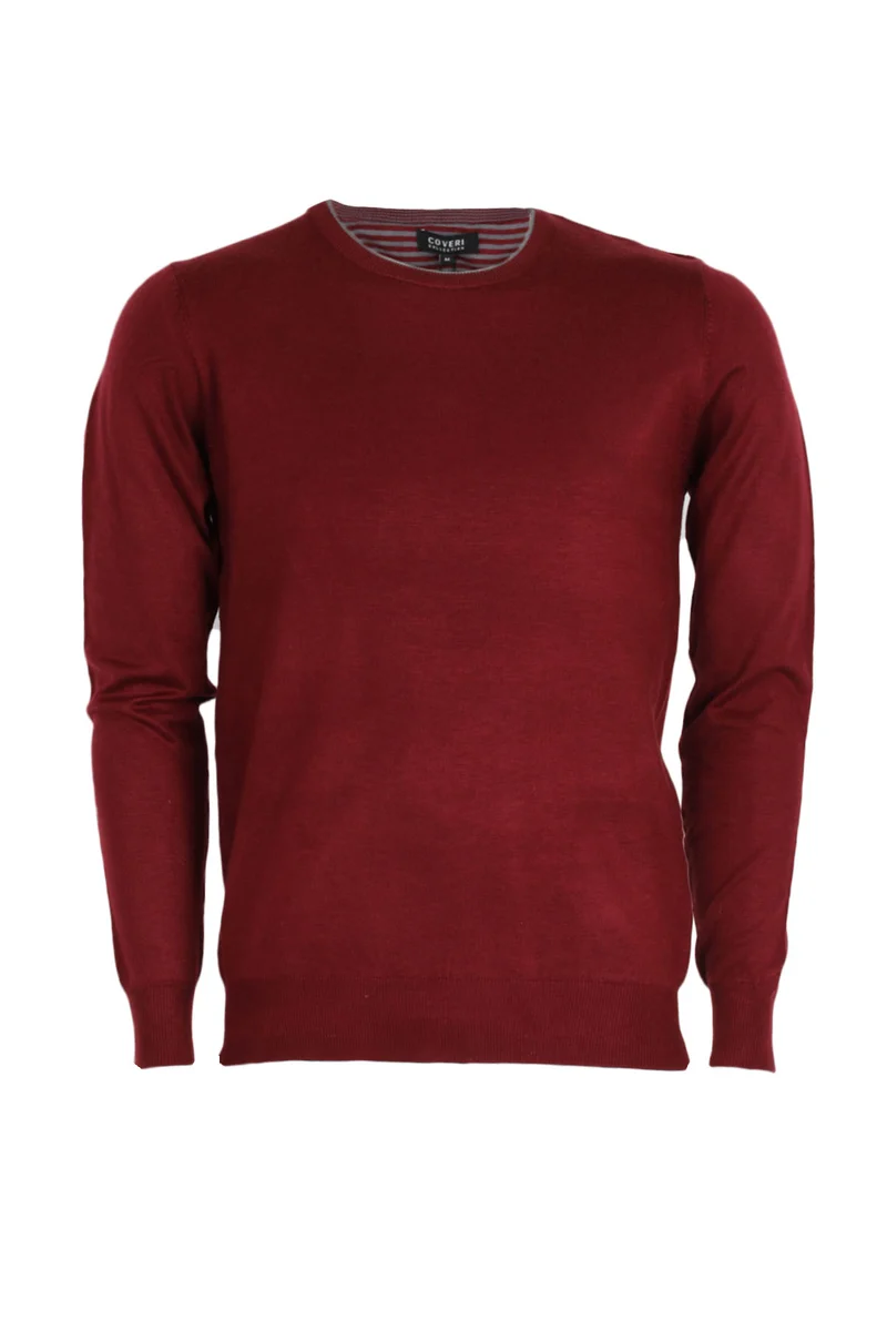 Pullover uomo girocollo con profili a contrasto