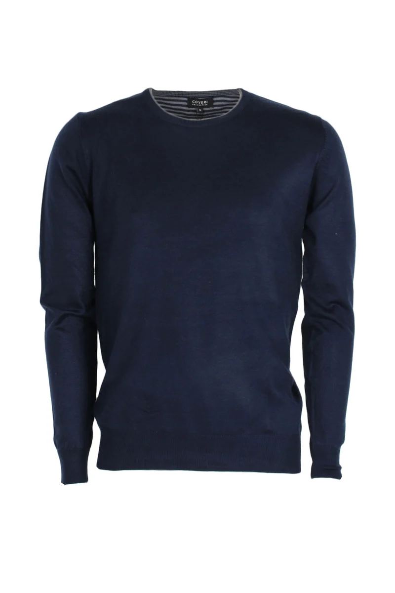 Pullover uomo girocollo con profili a contrasto