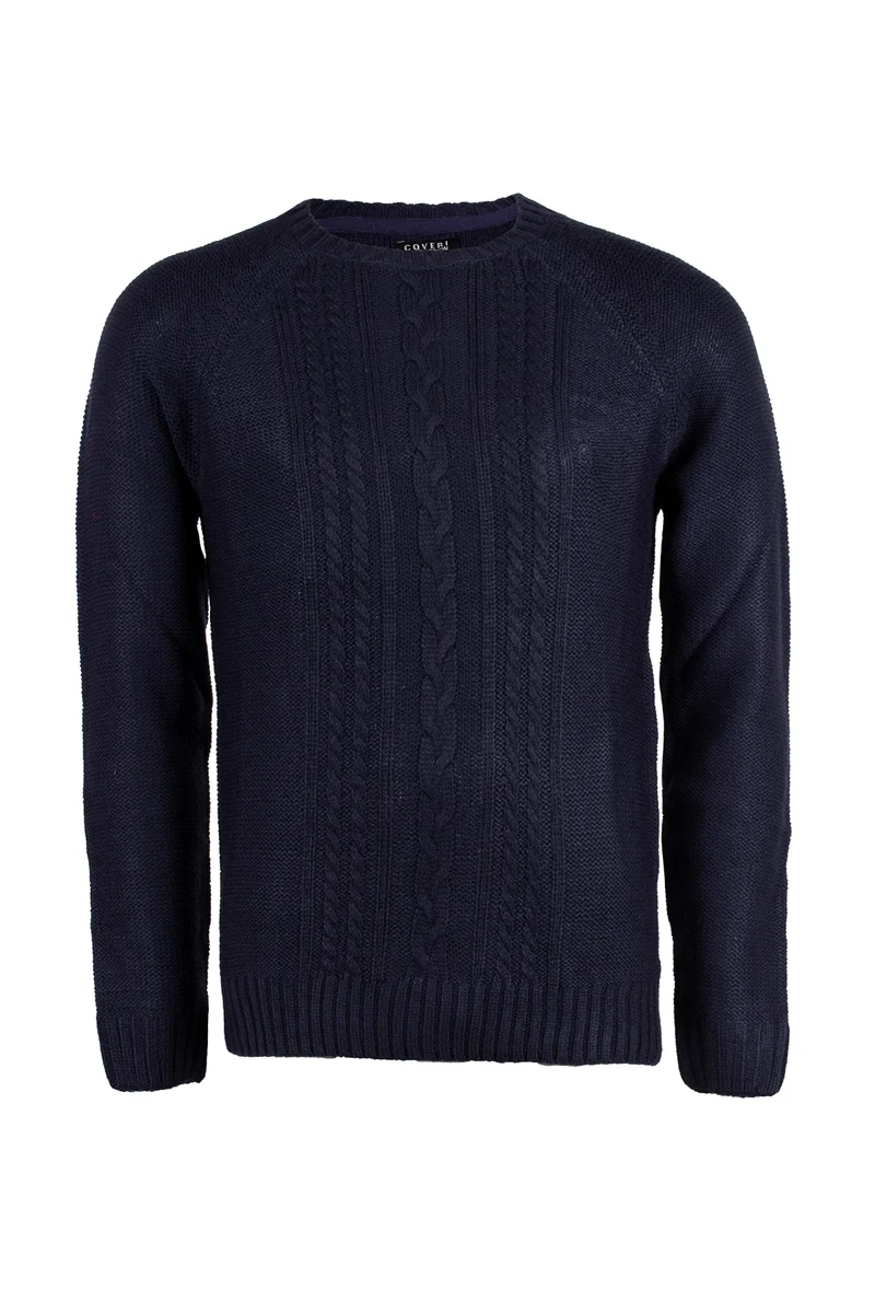 Pullover uomo con treccia tinta unita