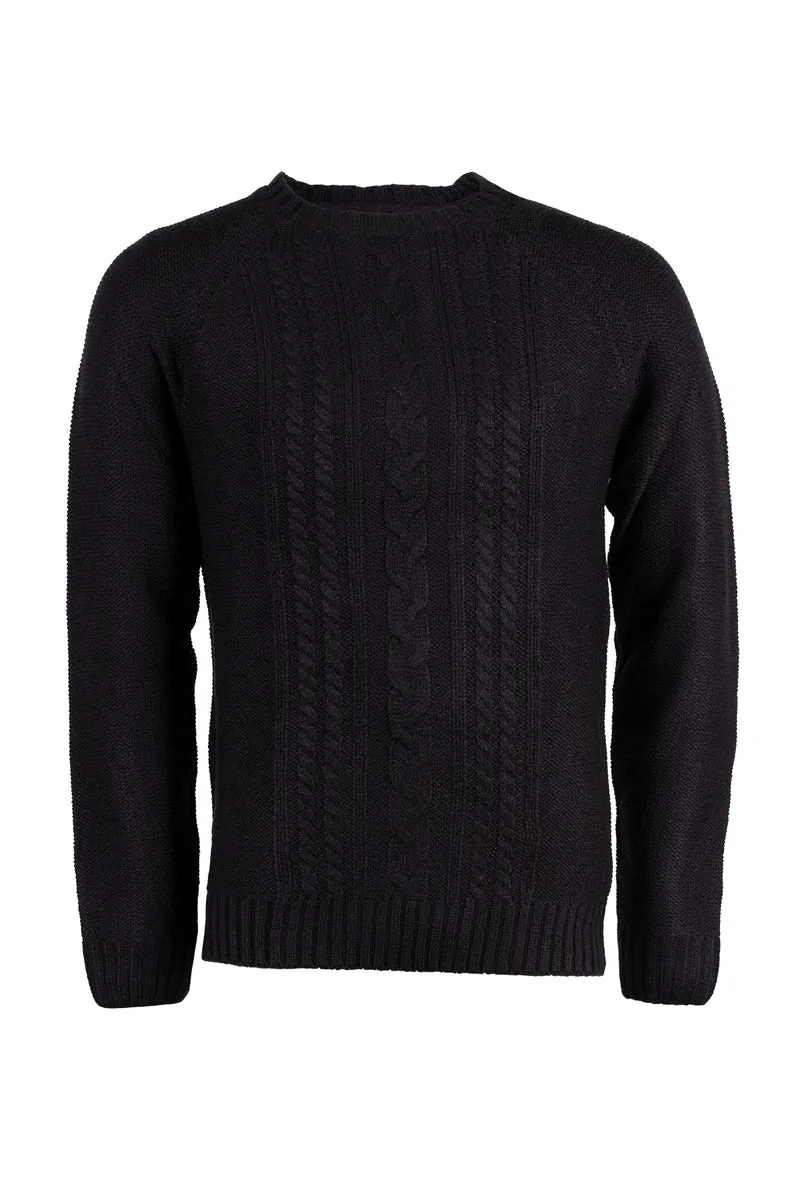 Pullover uomo con treccia tinta unita