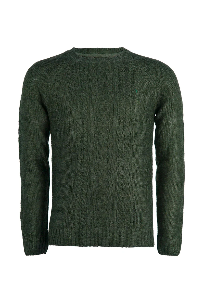 Pullover uomo con treccia tinta unita