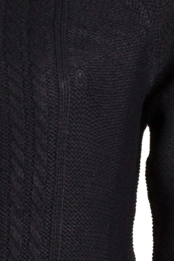 Pullover uomo con treccia tinta unita