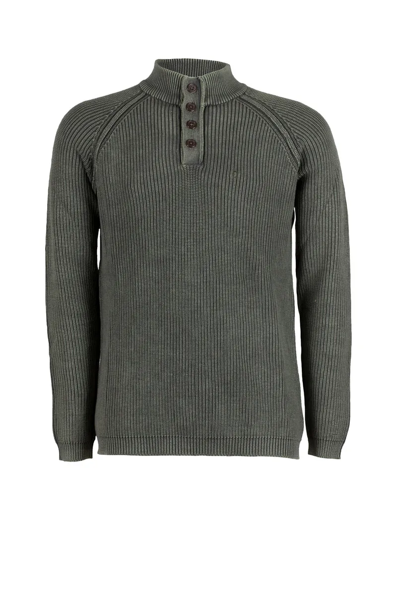 Pullover uomo collo alto con bottoni
