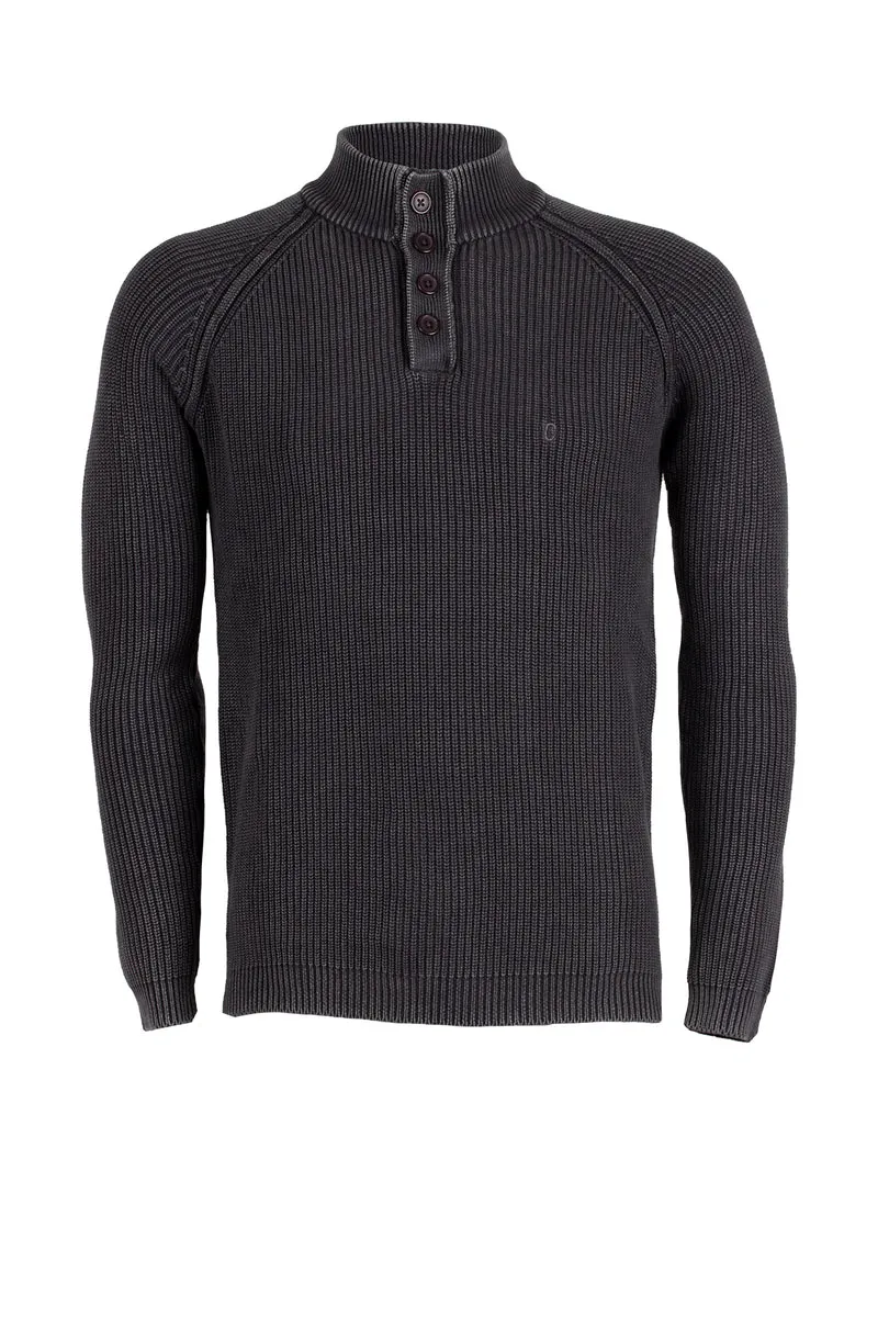 Pullover uomo collo alto con bottoni