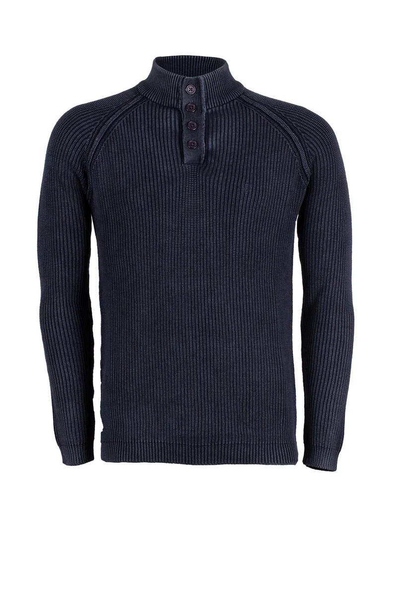 Pullover uomo collo alto con bottoni