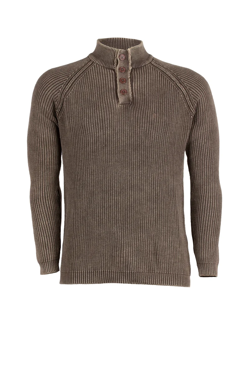 Pullover uomo collo alto con bottoni