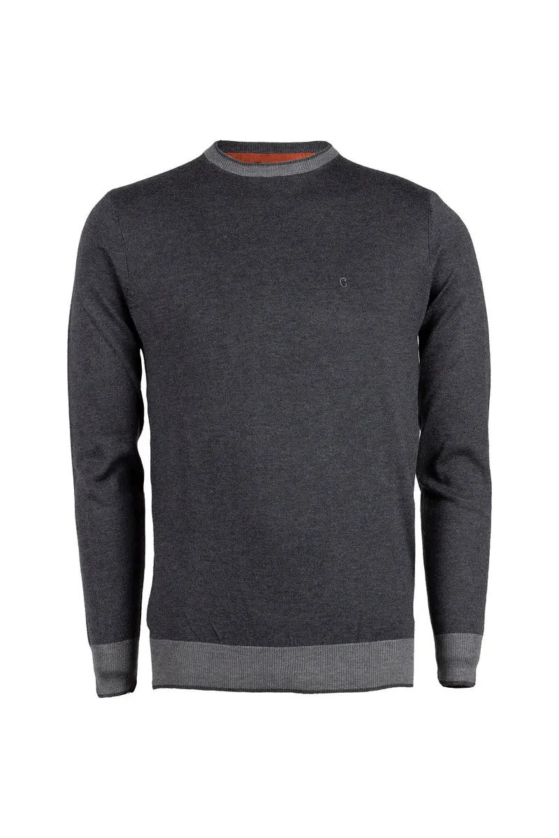 Pullover girocollo da uomo dettagli a contrasto