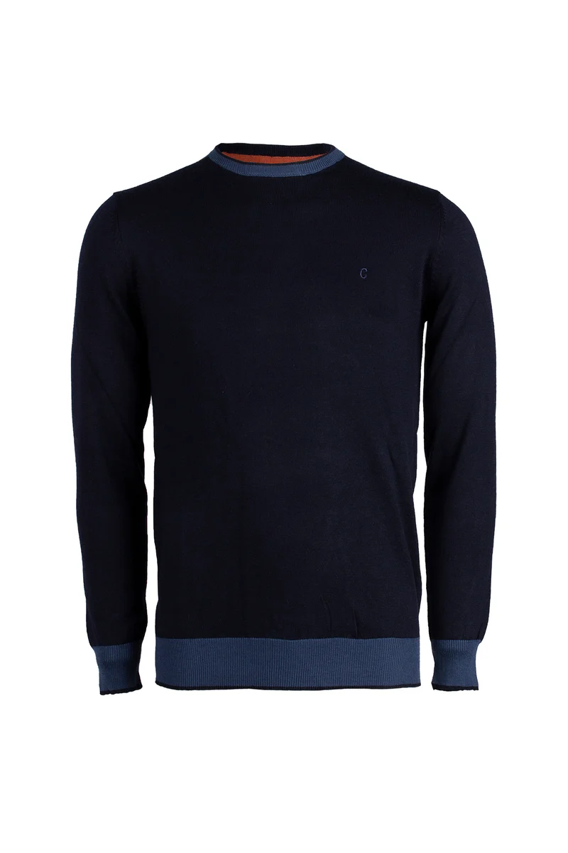 Pullover girocollo da uomo dettagli a contrasto