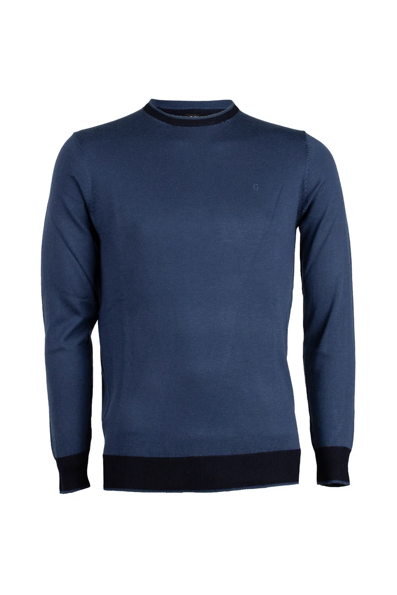 Pullover girocollo da uomo dettagli a contrasto