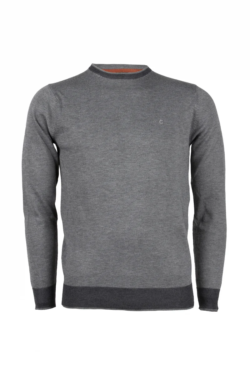 Pullover girocollo da uomo dettagli a contrasto