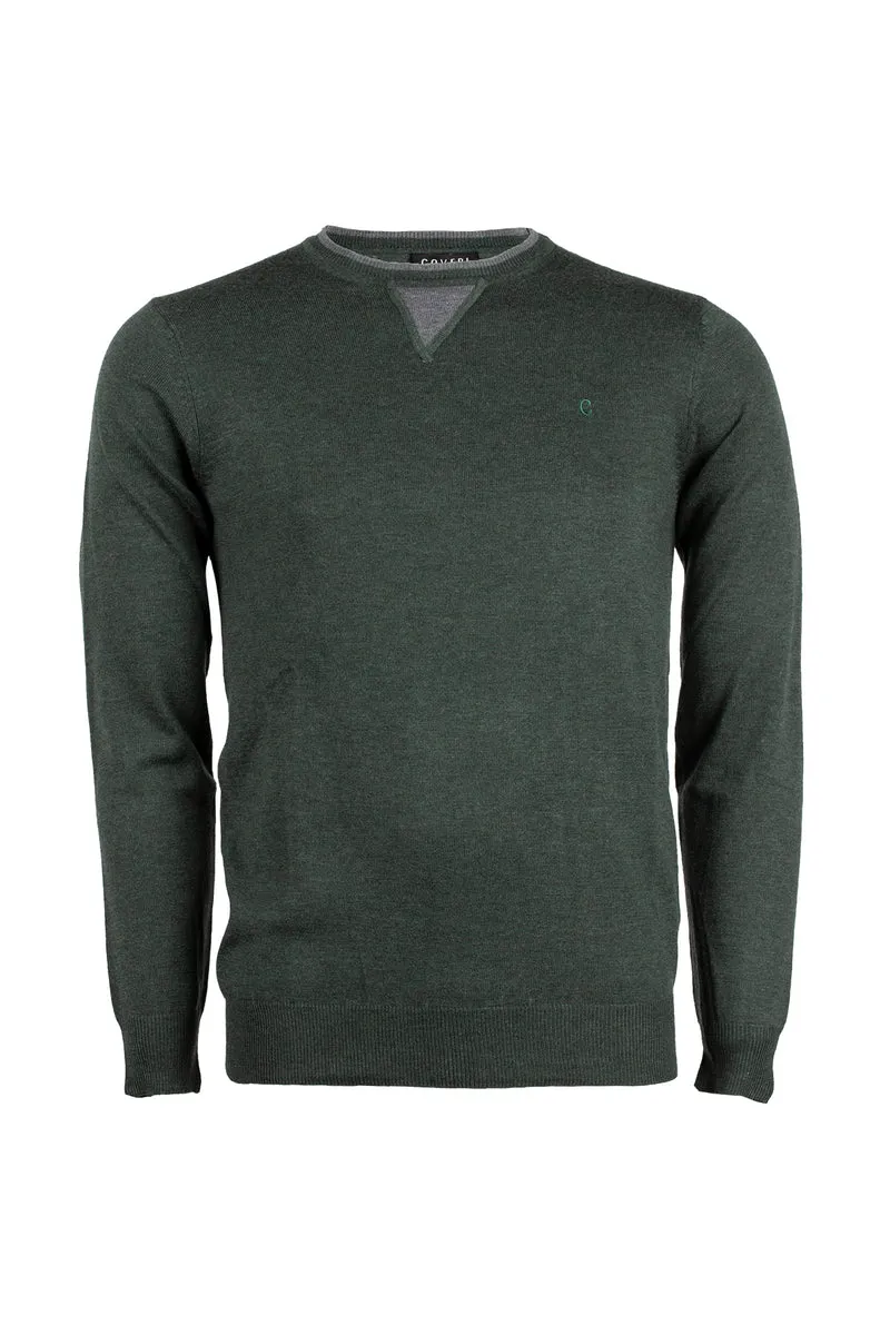 Pullover girocollo uomo dettagli a contrasto