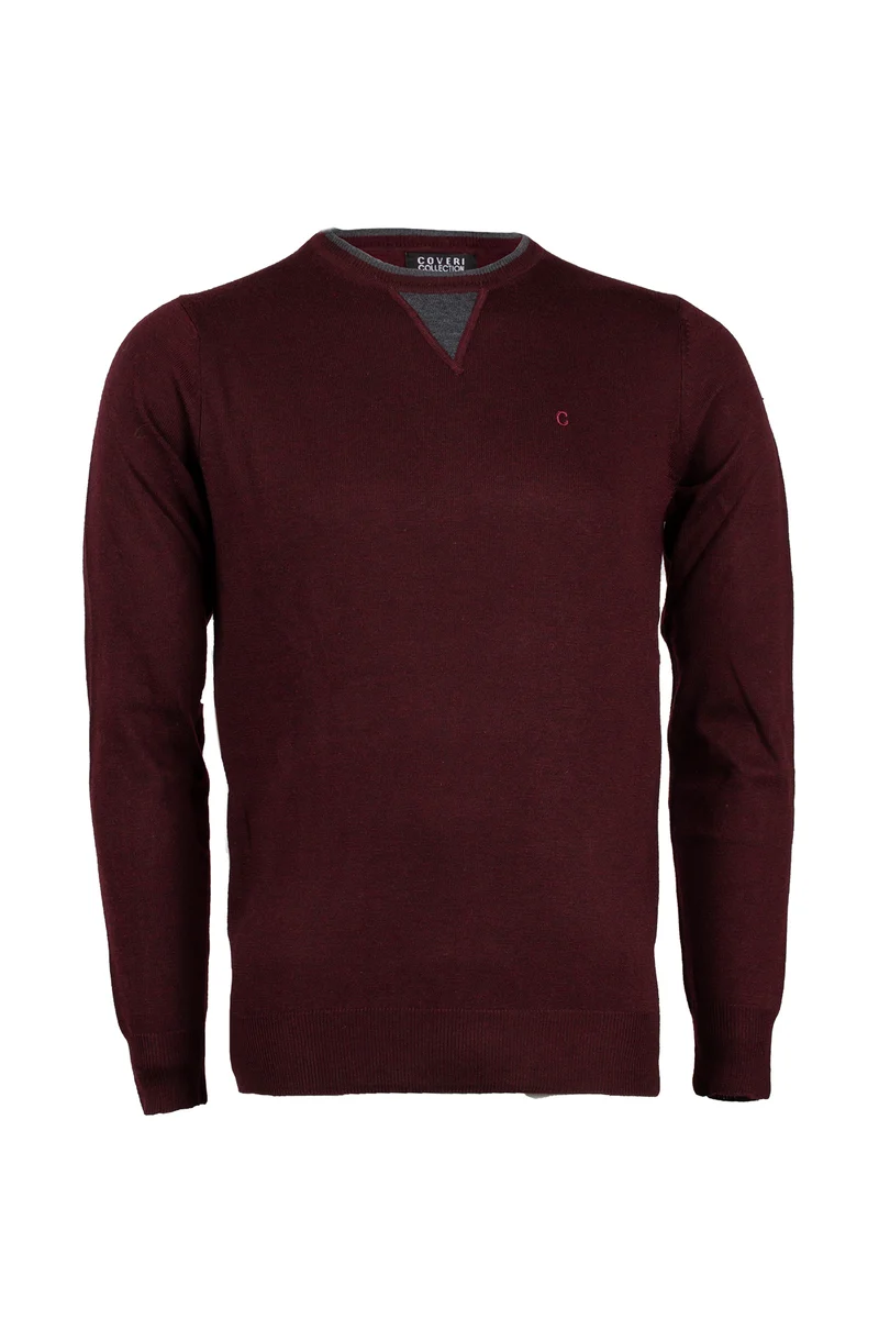 Pullover girocollo uomo dettagli a contrasto