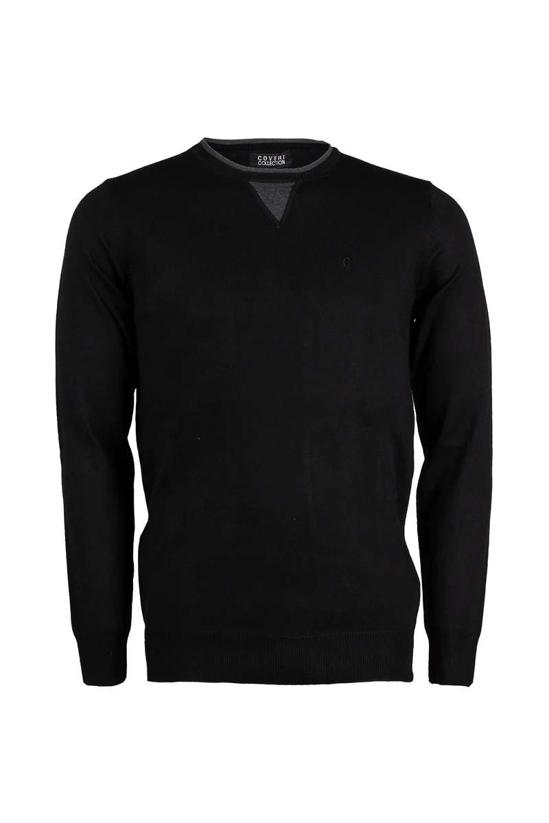 Pullover girocollo uomo dettagli a contrasto