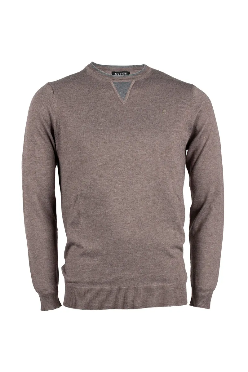 Pullover girocollo uomo dettagli a contrasto
