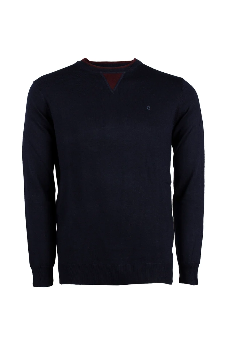 Pullover girocollo uomo dettagli a contrasto