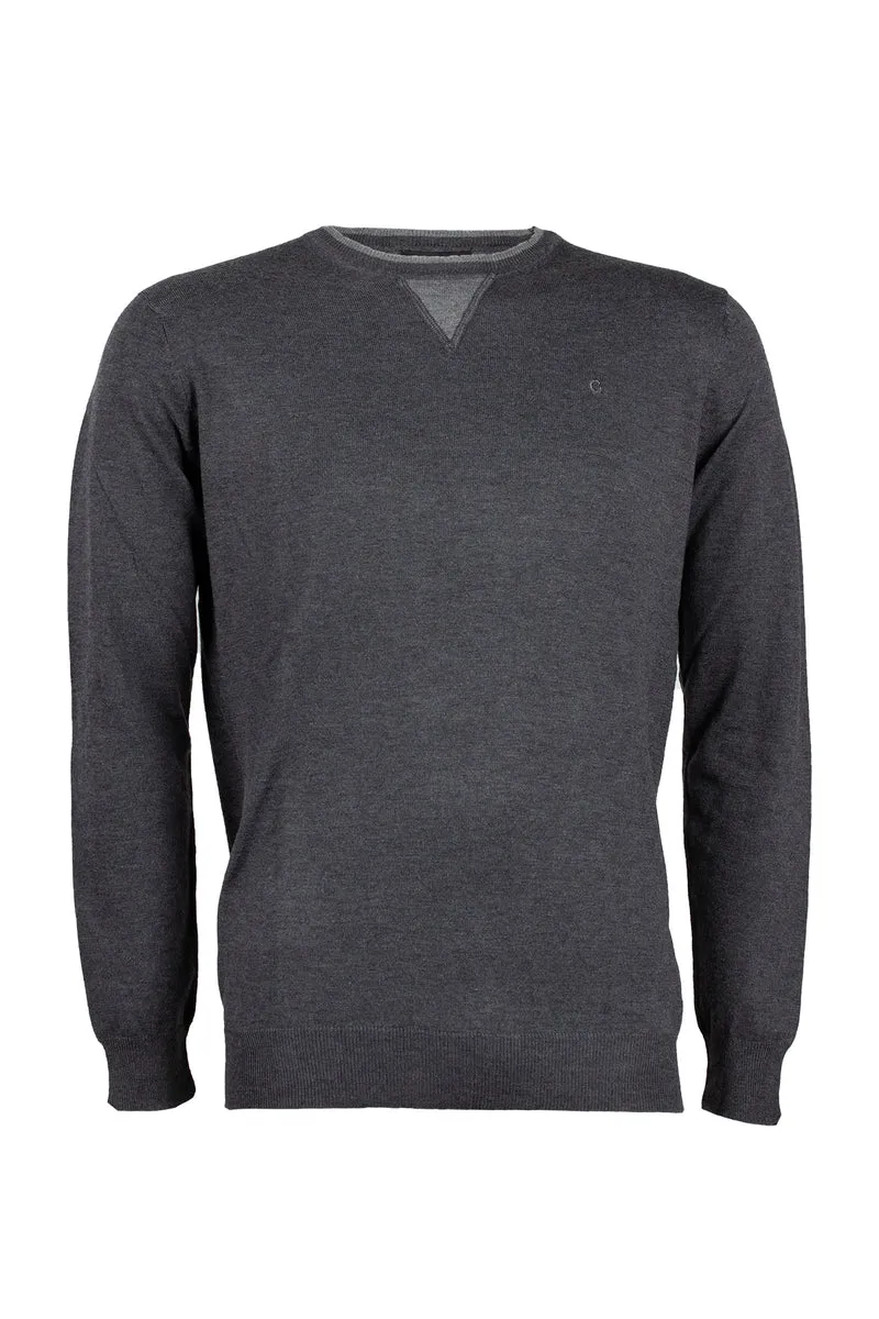 Pullover girocollo uomo dettagli a contrasto