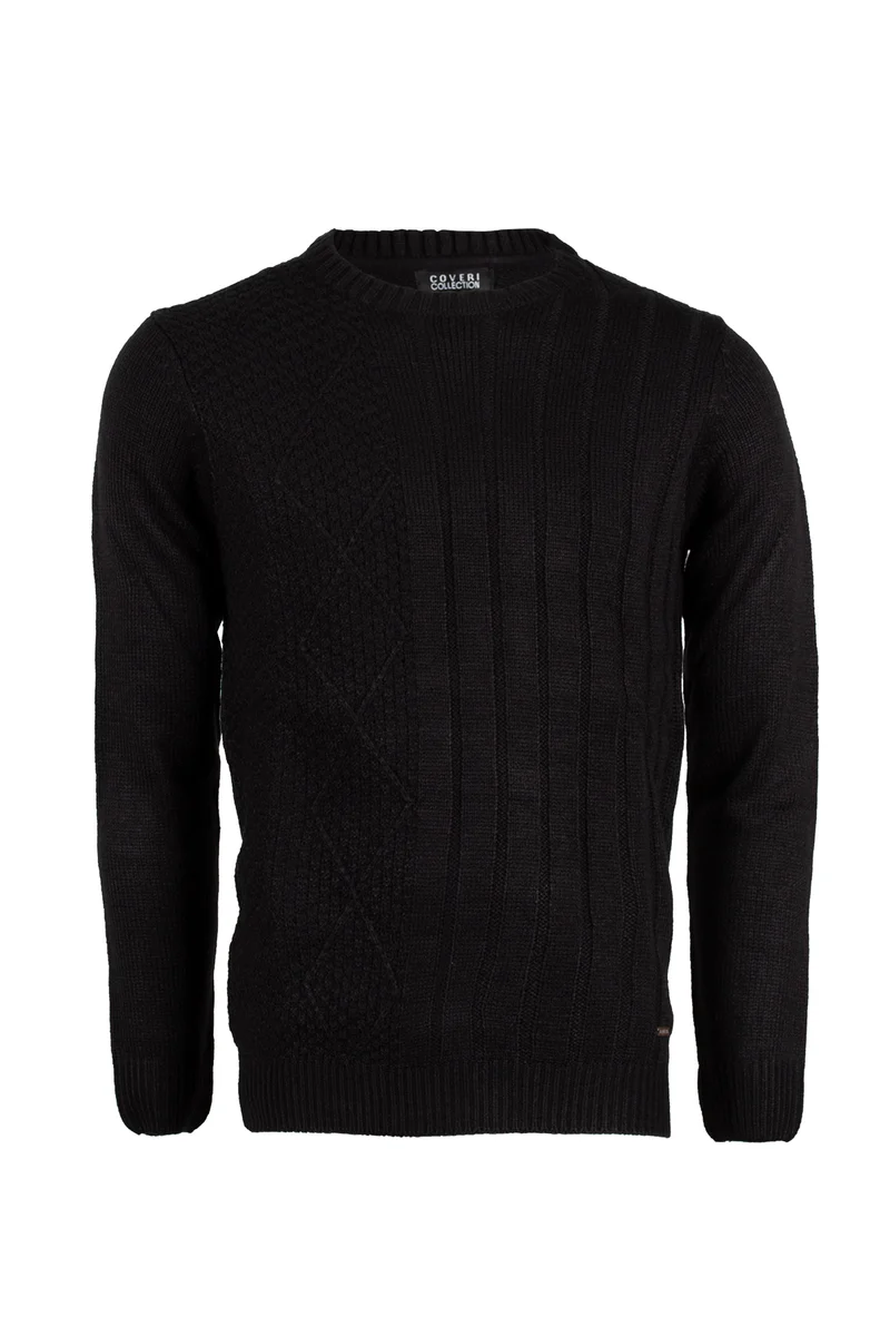 Pullover uomo girocollo a trama lavorata