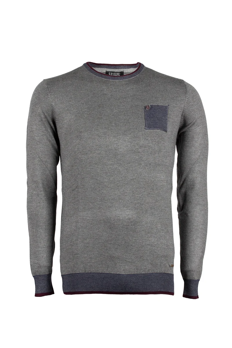 Pullover uomo girocollo con taschino