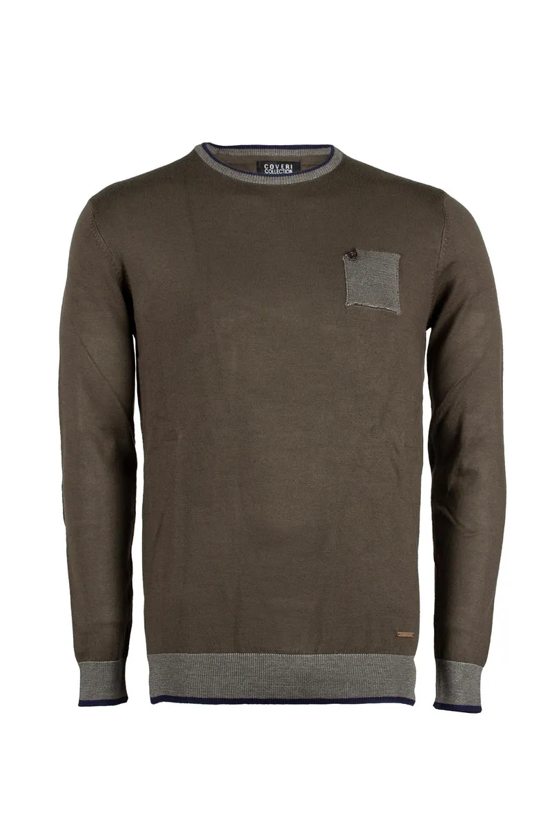 Pullover uomo girocollo con taschino