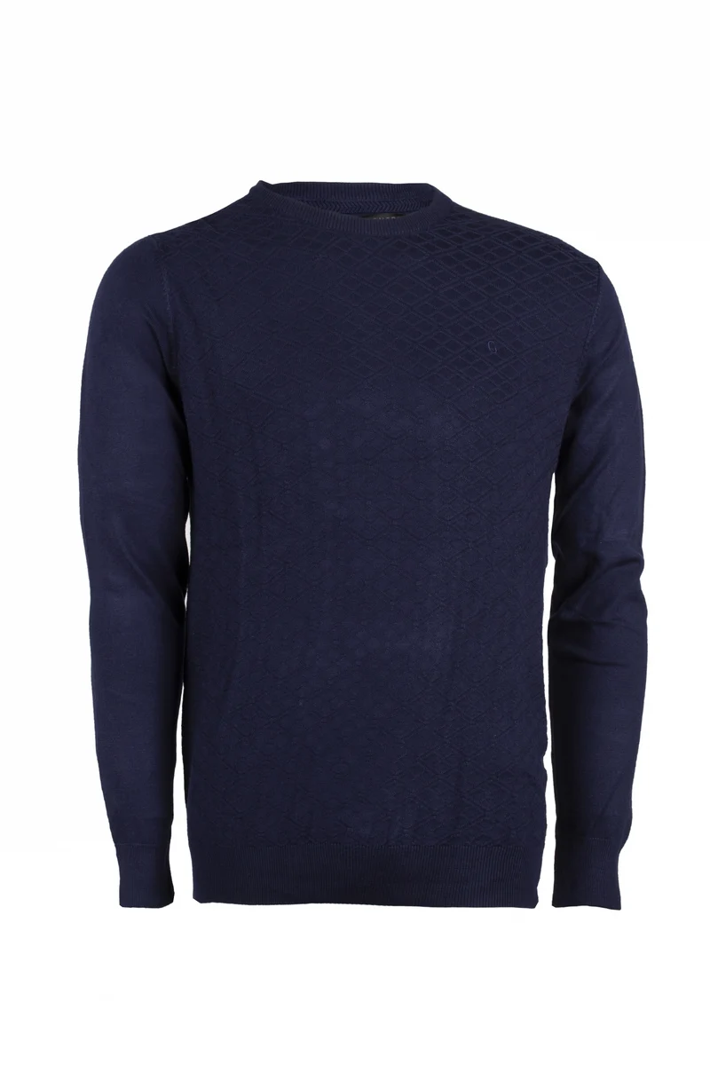 Pullover da uomo girocollo a trama lavorata