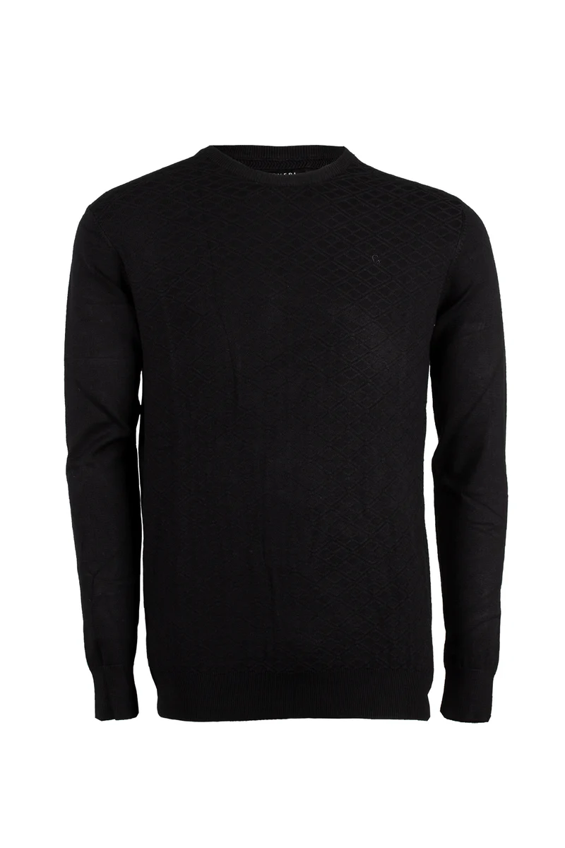 Pullover da uomo girocollo a trama lavorata