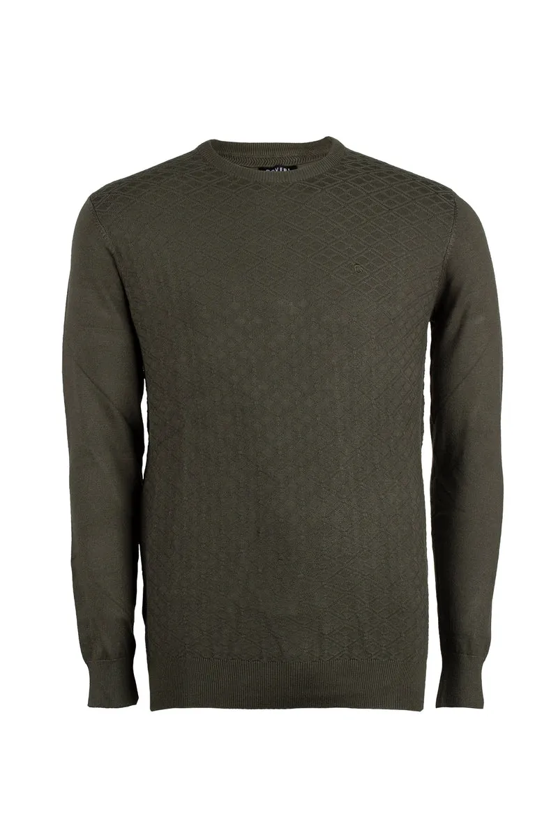 Pullover da uomo girocollo a trama lavorata