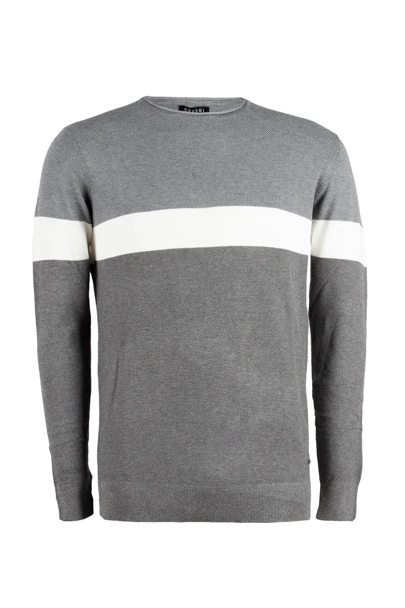 Pullover uomo verde con fascia a contrasto