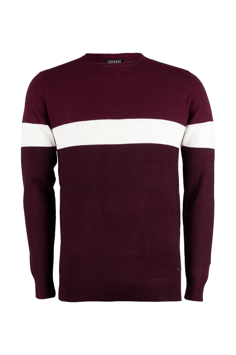 Pullover uomo verde con fascia a contrasto