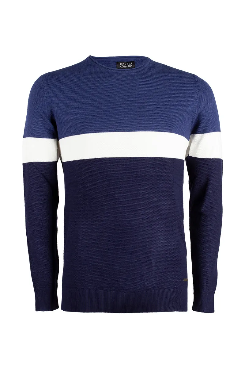 Pullover uomo verde con fascia a contrasto