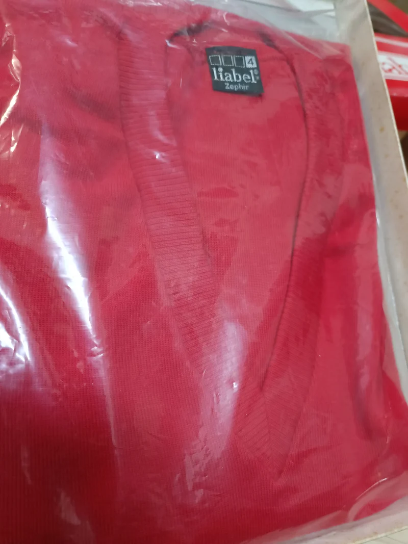 Maglia uomo, misto lana Liabel, manica lunga e scollo a V. 300 g.