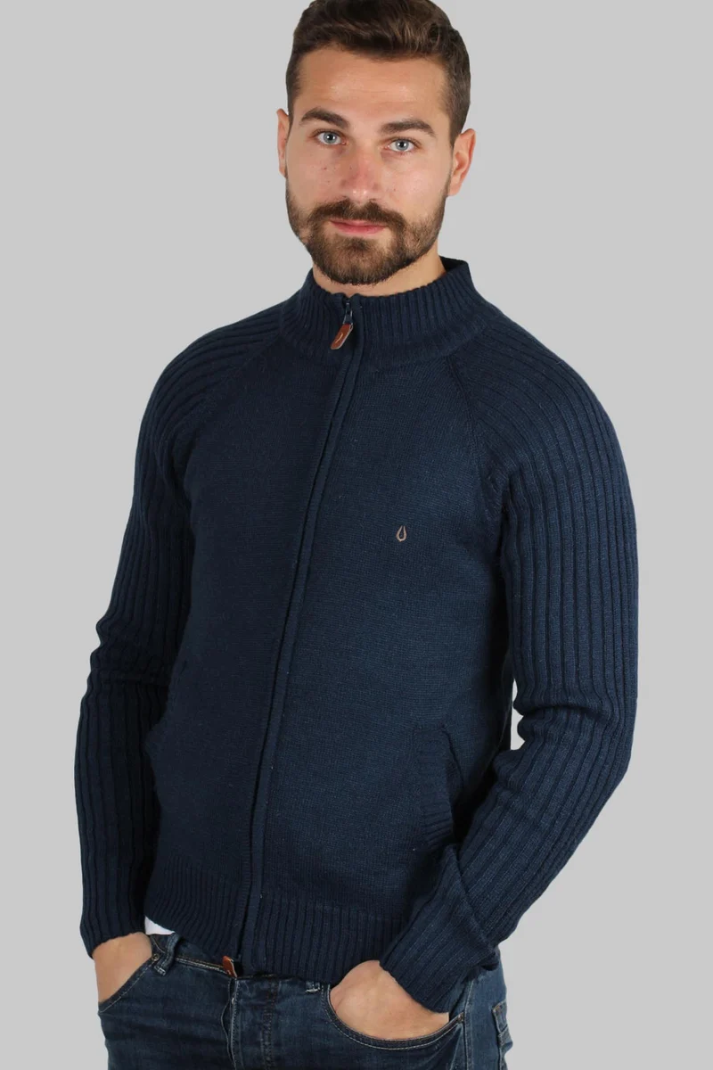 Cardigan lavorazione tricot uomo full zip