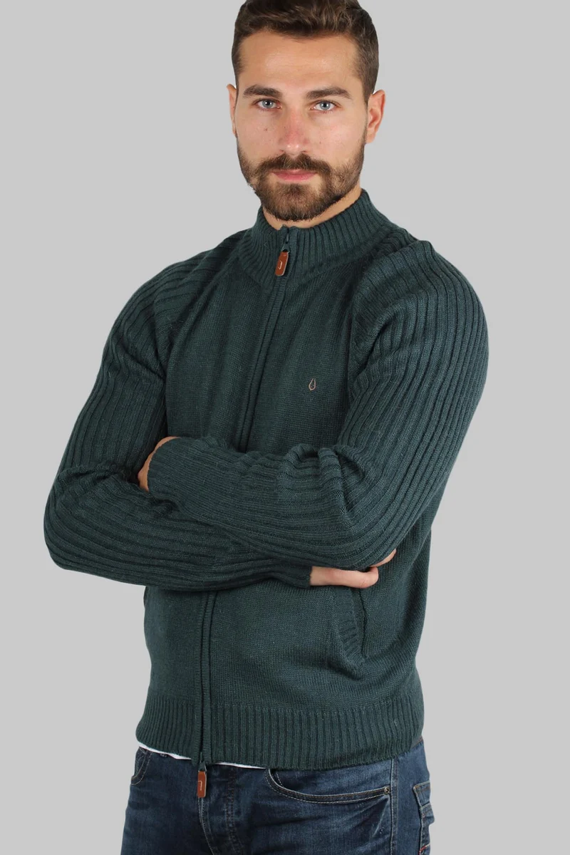 Cardigan lavorazione tricot uomo full zip