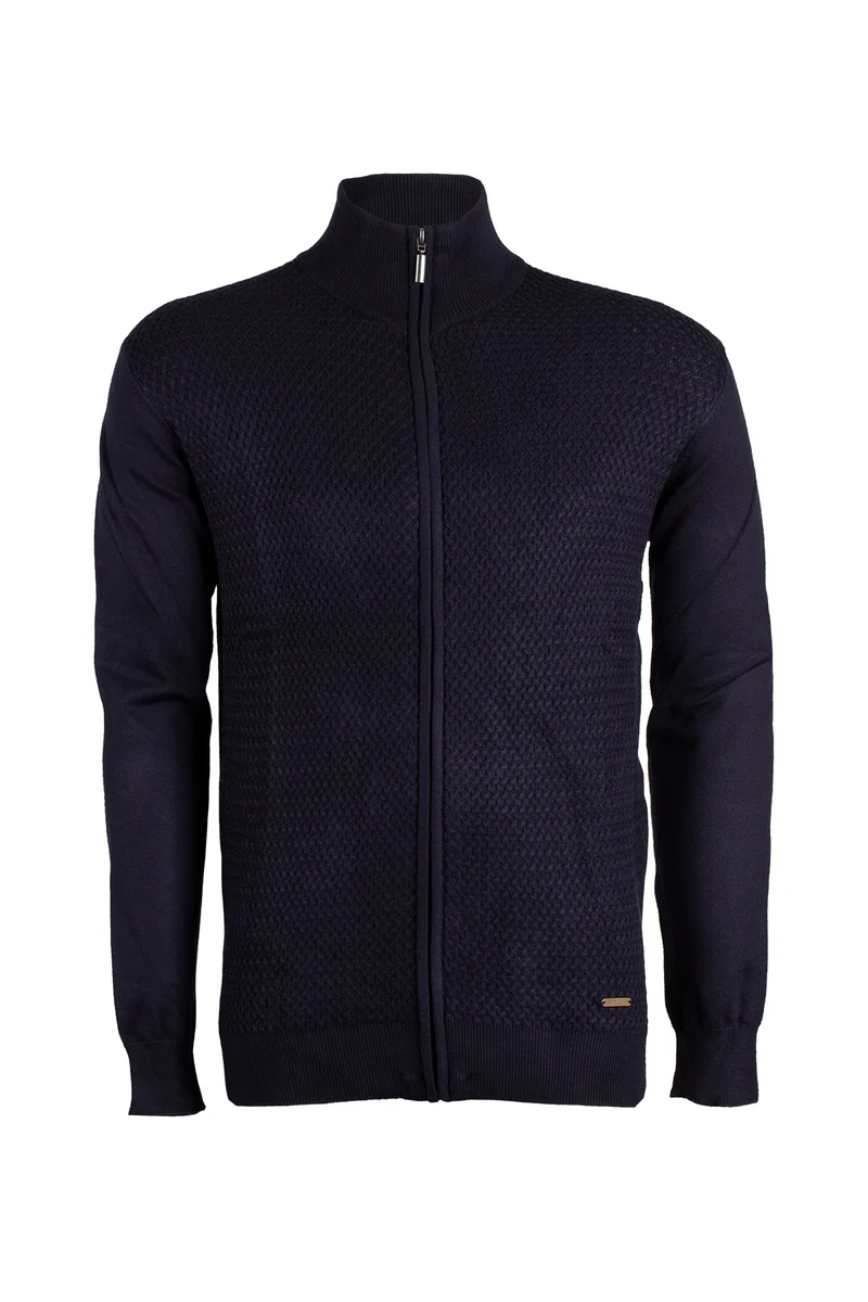 Cardigan uomo full zip in misto cotone tinta unita
