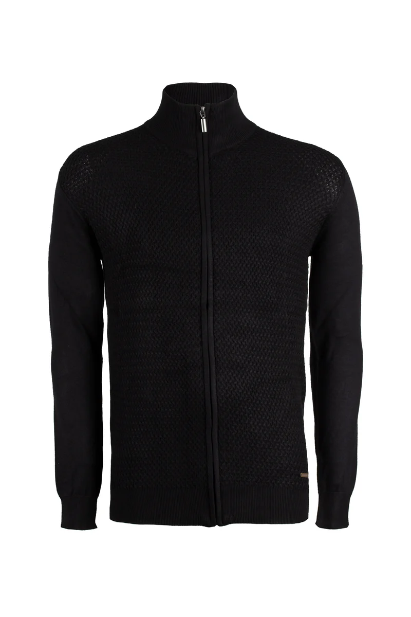Cardigan uomo full zip in misto cotone tinta unita