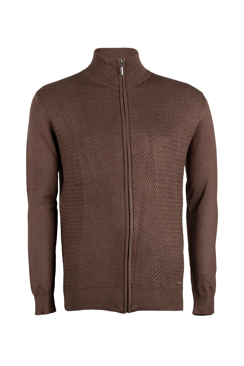 Cardigan uomo full zip in misto cotone tinta unita