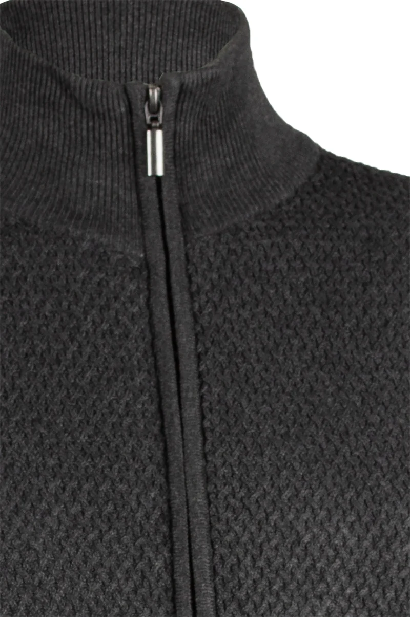 Cardigan uomo full zip in misto cotone tinta unita