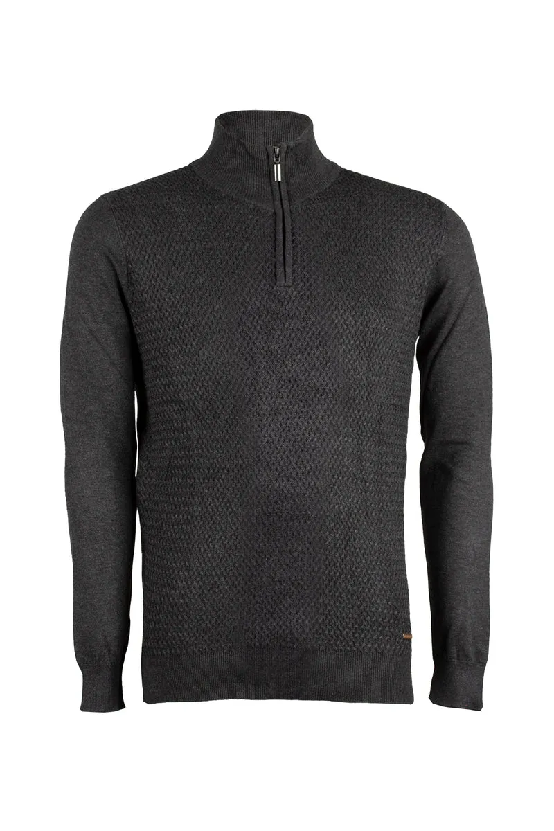 Cardigan uomo mezza zip in misto cotone