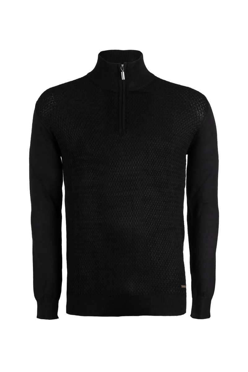 Cardigan uomo mezza zip in misto cotone