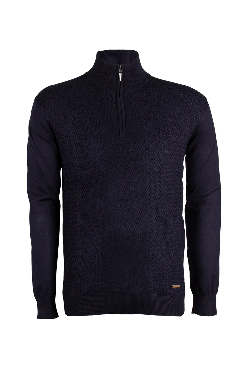 Cardigan uomo mezza zip in misto cotone