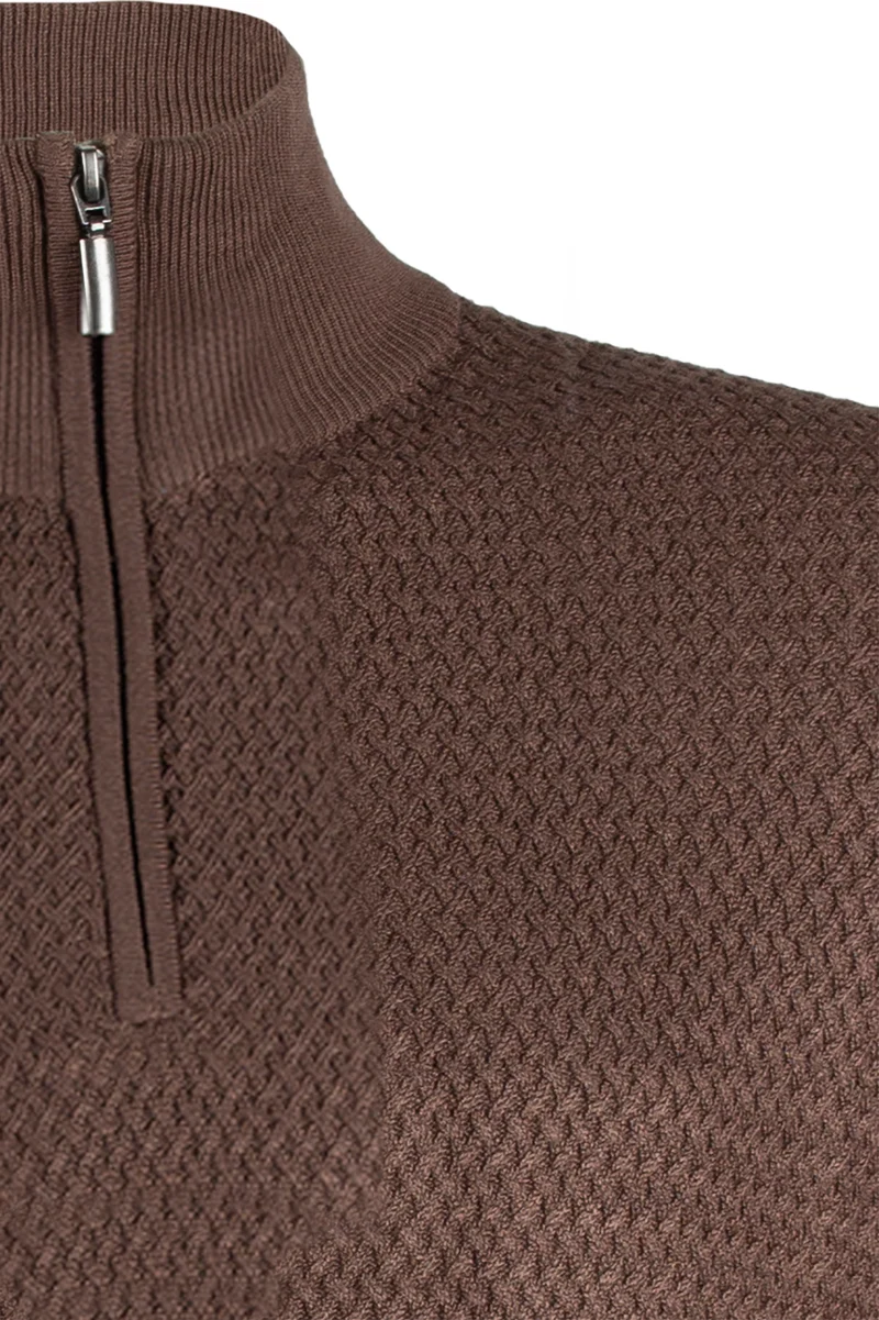 Cardigan uomo mezza zip in misto cotone