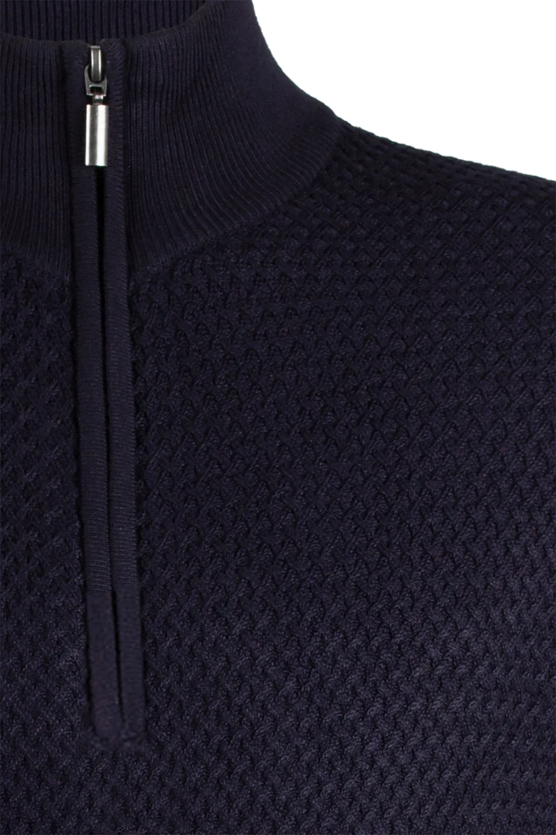 Cardigan uomo mezza zip in misto cotone