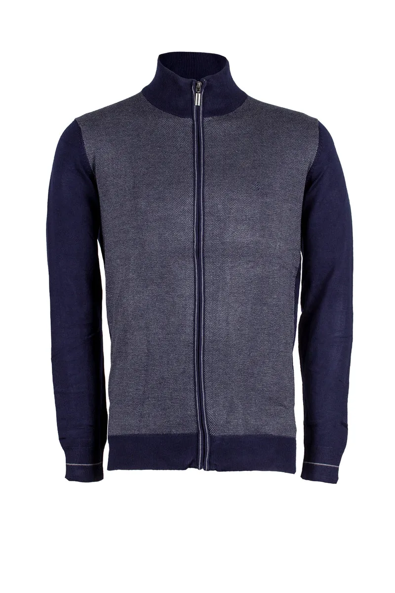 Cardigan uomo full zip in misto cotone