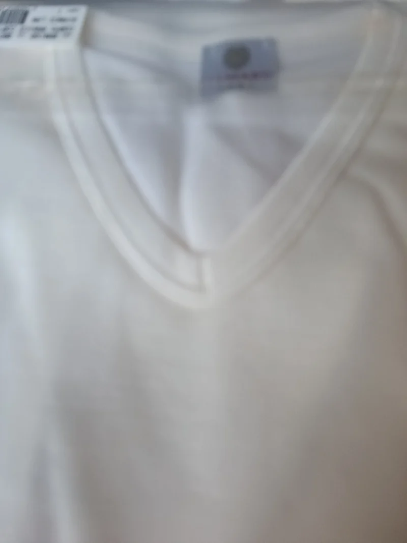 Corpo uomo mezza manica, cotone sulla pelle e misto lana esterno, tg. IV..Mamabu. Scollo a V e girocollo. 200g.