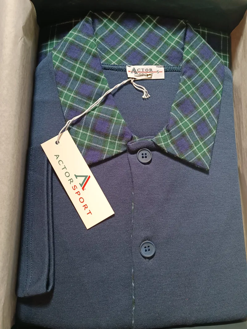 Pigiama uomo Arcate, tinta unita casacca e pantaloni scozzese. 1kg.