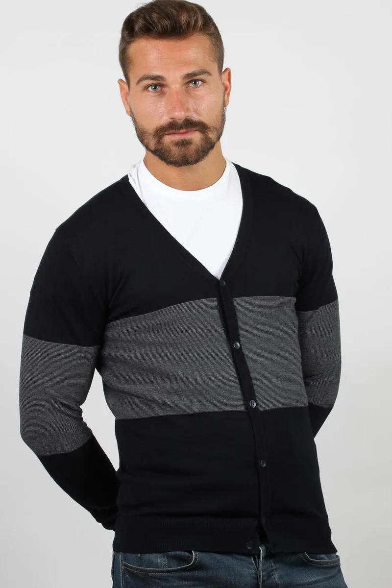 Cardigan uomo con bande a contrasto