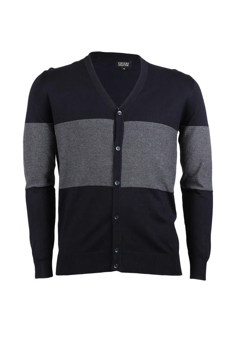 Cardigan uomo con bande a contrasto