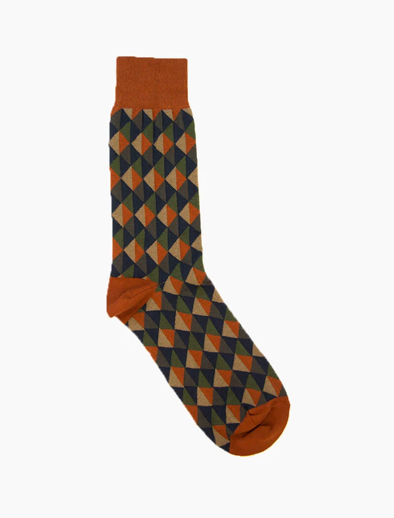 Rust Multi Triangles Organic Cotton Socks