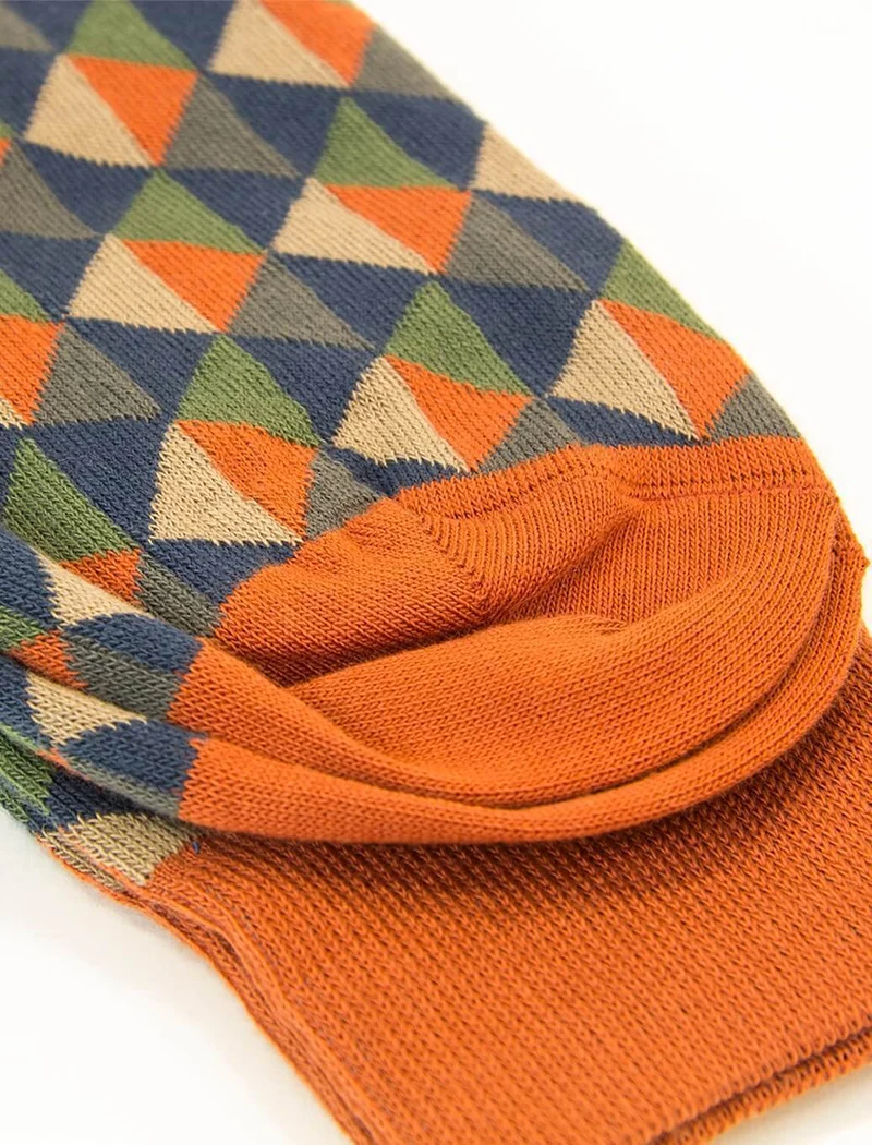 Rust Multi Triangles Organic Cotton Socks